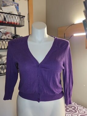 Apt. 9 Purple V-Neck Button-Front Women's Sweater